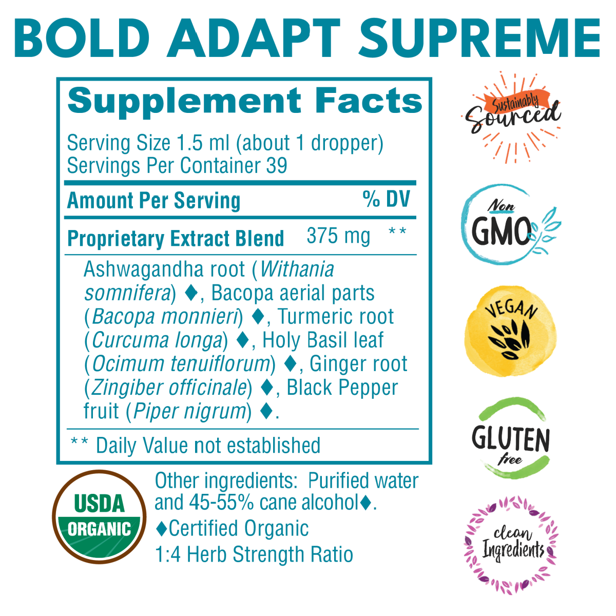 Pro Adapt Supplement Liquid Stress Relief Supplements for Calm | Bold Botanica