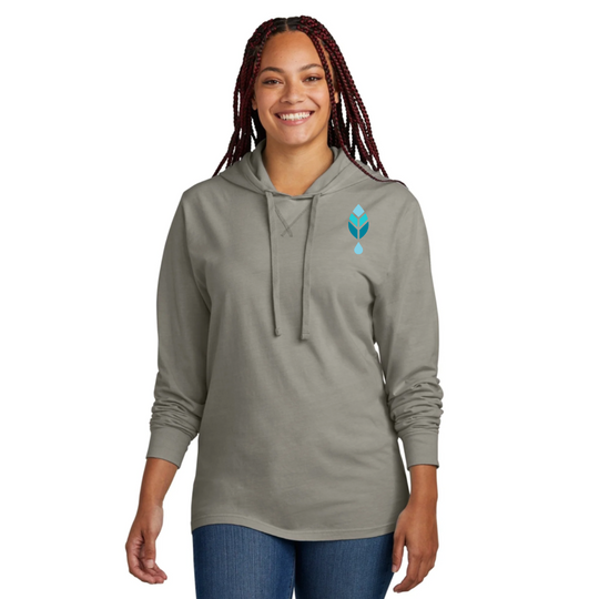 woman wearing bold botanica hoodie