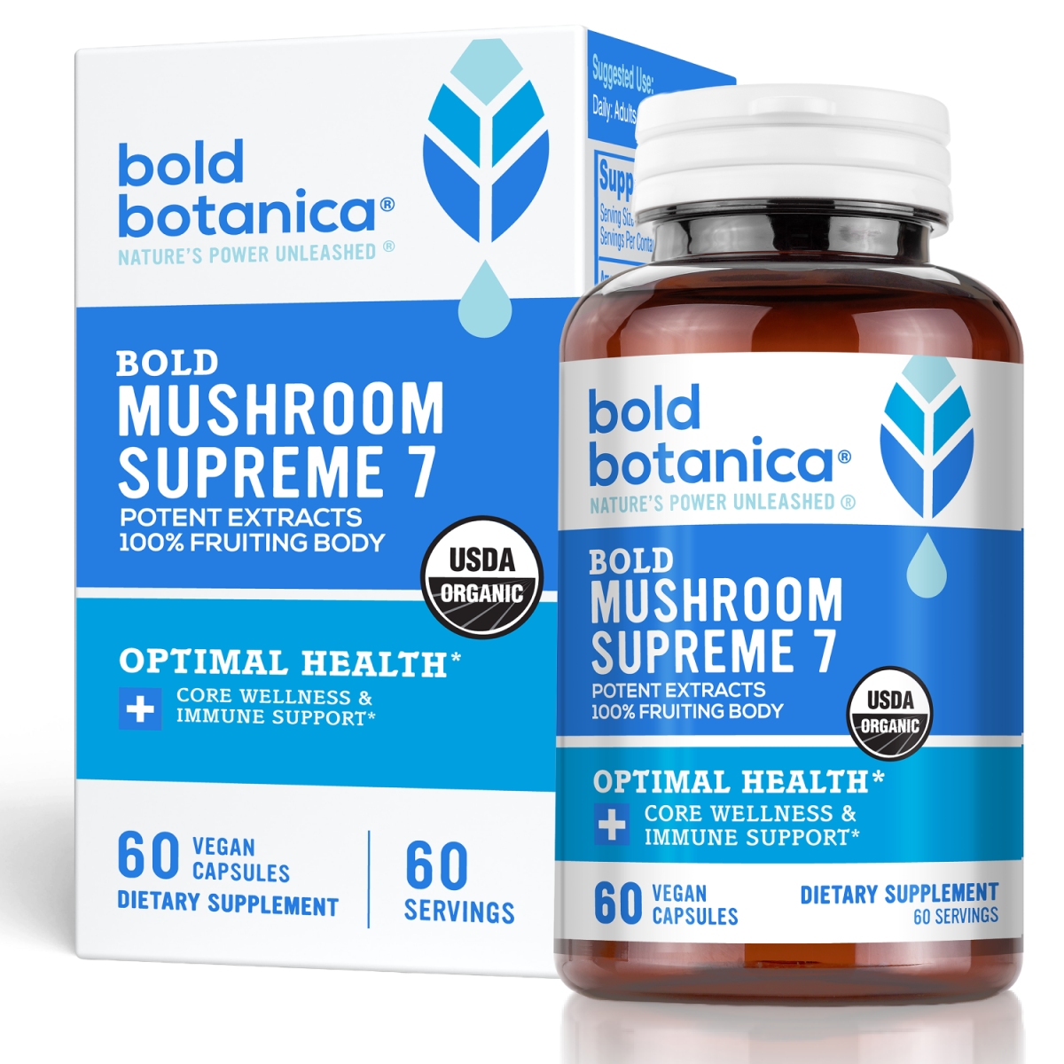 bottle of organic mushroom 7 extract capsules